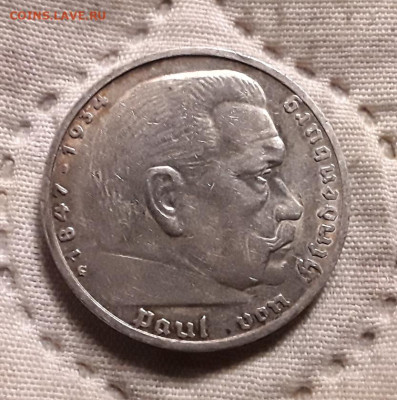Германия. 5 марок 1938 г. G. Гинденбург. До 04.12.22. - 20221201_235940