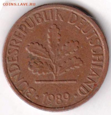 ФРГ 1 пфенниг 1989 г. F до 09.12.22 г. в 23.00 - 018