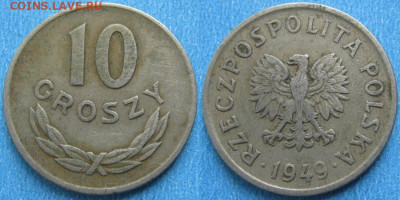 Польша 10 грошей 1949 (Cu-Ni)   до 11-12-22 в 22:00 - Польша 10 грошей 1949 (Cu-Ni)     7678