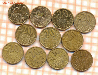 ЮАР 20 центов фикс цена 1шт- 10 руб. - ю20