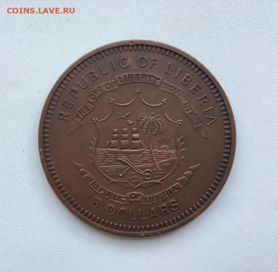 Огромная! Либерия 5$ долларов 2006 Чемпионат мира по футболу - krona_shajba_liberija_5_dollarov_2006_chempionat_mira_po_futbolu_germanija_sport_120_mm_ves_65_gramm (3)