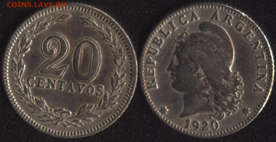 Аргентина 20 сентаво 1920 до 22:00мск 14.12.22 - Аргентина 20 сентаво 1920 (80)