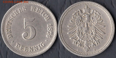 Германия 5 пфеннигов 1874 (2) до 22:00мск 14.12.22 - Германия 5 пфеннигов 1874 (2)