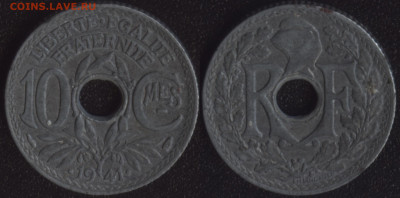 Франция 4 монеты 1923-1988 до 22:00мск 14.12.22 - Франция 10 сантим 1941 (90)