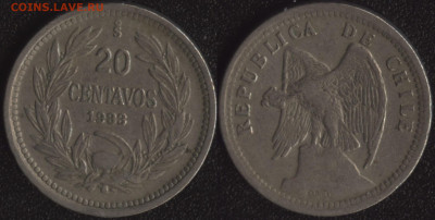 Чили 20 сентаво 1933 до 22:00мск 14.12.22 - Чили 20 сентаво 1933
