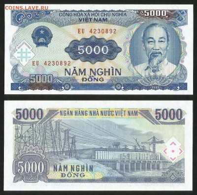 Вьетнам 5 000 донгов 1991 года, пресс с 1 рубля - 13.12 - 43
