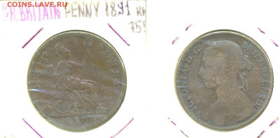 Великобритания 1 пенни, 1891 с рубля; до 14.12 - Brit1p1891