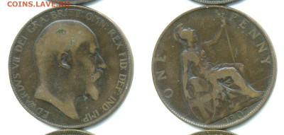 Великобритания 1 пенни, 1907 с рубля; до 14.12 - Brit1p1907