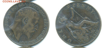 Великобритания 1 пенни, 1910 с рубля; до 14.12 - Brit1p1910