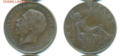 Великобритания 1 пенни, 1912 с рубля; до 14.12 - Brit1p1912