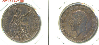 Великобритания 1 пенни, 1936 в холдере, с рубля; до 14.12 - Brit1p1936h