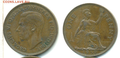 Великобритания 1 пенни, 1939 с рубля; до 14.12 - Brit1p1939