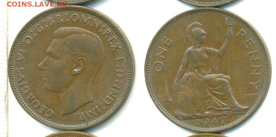Великобритания 1 пенни, 1947 с рубля; до 14.12 - Brit1p1947