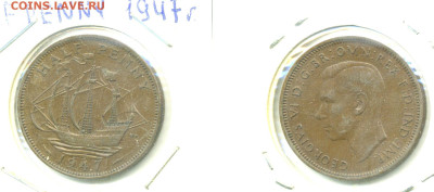 2 пенни, 1947 с рубля; до 14.12 - Brit1_2p1947