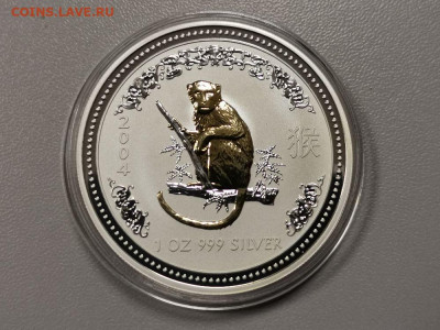 1дол 2004 Австрал-Обезьяна. Лунар-I - позол. Ag999, до 16.12 - ЯЯ Лунар Обезьяна-1