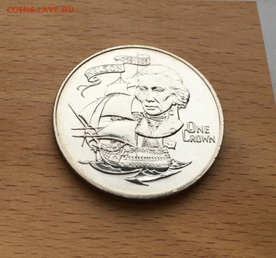 Шайба Гибралтар 1 крона 1980 175 лет со дня смерти Горацио - krona_shajba_gibraltar_1_krona_1980_175_let_so_dnja_smerti_goracio_nelson_korabl_parusnik_flot_lot_2 (4)