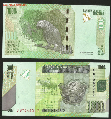Конго 1 000 франков 2013 года пресс с 1 рубля - 20.12 - 35