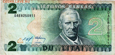 ЛИТВА 2 лита 1993 г. до 21.12.22 г. в 23.00 - 039