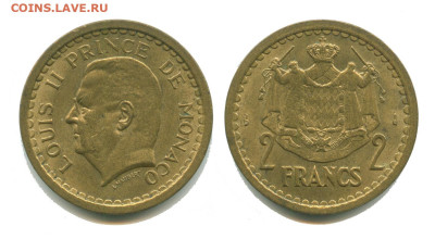 д (1945), до 22.00 мск, 16.12.2022 - монако 2 франка 1945