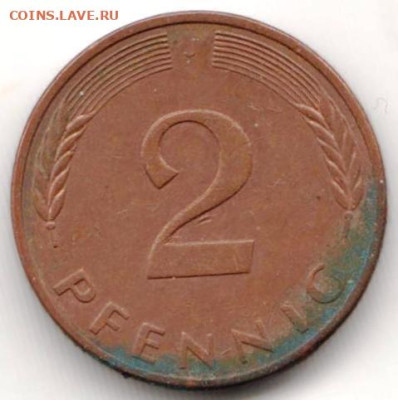ФРГ 2 пфеннига 1983 г. J до 21.12.22 г. в 23.00 - 126