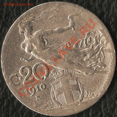 ИТАЛИЯ. 20 чентезими 1910г. До 12.12.2011г. - Изображение 283