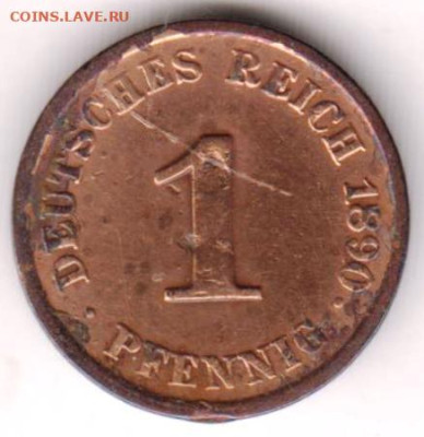 ГЕРМАНИЯ 1 пфенниг 1890 г. J до 22.12.22 г. в 23.00 - 132