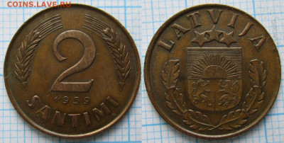Латвия 2 сантима 1939    до 23-12-22 в 22:00 - Латвия 2 сантима 1939    213-к104-11705