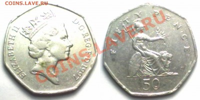 Великобритания 50  PENNY 1997г. до 12.12.11 в 22:00 МСК - 50p1997