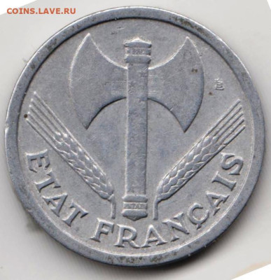 ФРАНЦИЯ 2 франка 1943 г. до 29.12.22 г. в 23.00 - 015