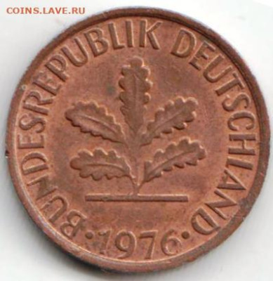 ФРГ 1 пфенниг 1976 г. до 31.12.22 г. в 23.00 - 026