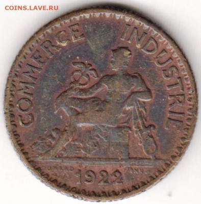ФРАНЦИЯ 1 франк 1922 г. до 01.01.23 г. в 23.00 - 034