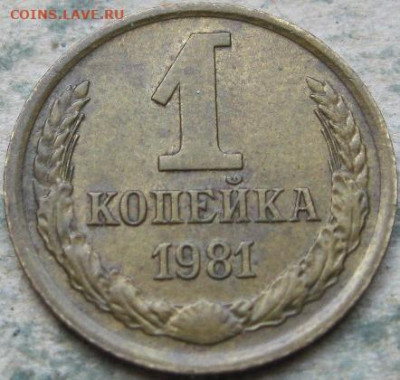 Браки на 1 копейке СССР. До 22:00 мск 27.12.22г. - 1 коп 1981г зерна без остей реверс