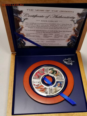 1дол 2012 О-ва Кука -Год дракона(к-кт 4шт), Ag999, до 06.01 - ЯЯ Год дракона 4шт-1