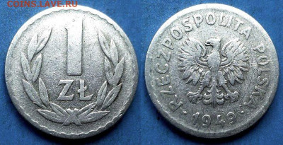 Польша - 1 злотый 1949 года до 08.01 - Польша 1 злотый, 1949
