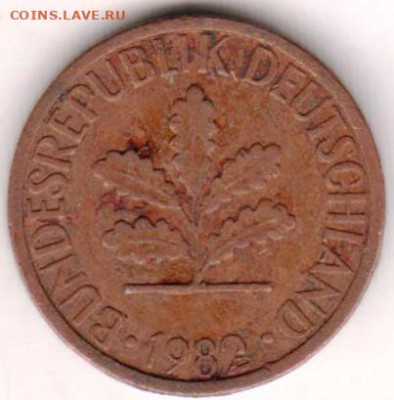 ФРГ 1 пфенниг 1982 г. D до 10.01.23 г. в 23.00 - 010