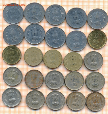 Индия 1 рупия, 5 рупий, фикс цена, до ухода в архи - индия1 001