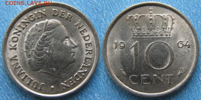Нидерланды 10 центов 1964 до 10-01-23 в 22:00 - Нидерланды 10 центов 1964    9814