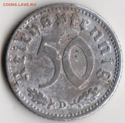 ГЕРМАНИЯ 50 пфеннигов 1940 г. D до 11.01.23 г. в 23.00 - 042