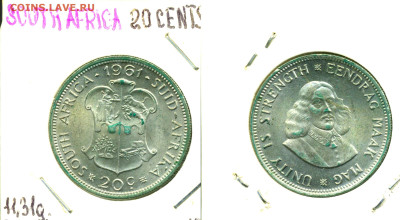 20 центов (серебро) 1961   ЮАР до 10.01 - UAR20c1961
