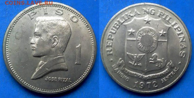 Филиппины - 1 писо 1972 года (33 мм) до 11.01 - Филиппины 1 писо, 1972