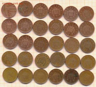 Великобритания 1 пенни 1971-2008, фикс цена, 5 руб - великобр 1пенни 001