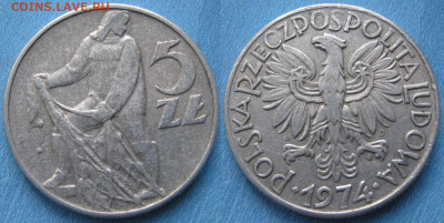 Польша 5 злотых 1974    до 11-01-23 в 22:00 - Польша 5 злотых 1974    190-краз2-4326
