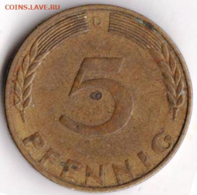 ФРГ 5 пфеннигов 1969 г. D до 12.01.23 г. в 23.00 - 039