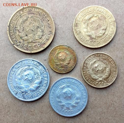 Погодовка СССР 1928г 6 монет:1,2,3,5,15,20коп podryad - 1928-6 монет A RvPodr