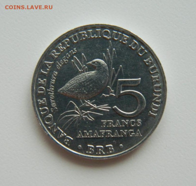 Бурунди 5 франков 2014г.(Юбилейная)Фауна с рубля до 12.01.23 - DSCN5778.JPG