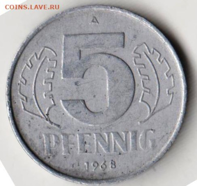 ГДР 5 пфеннигов 1968 г. до 13.01.23 г. в 23.00 - 044