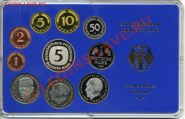 ПРУФ-Сет ФРГ 1981 G 10 монет - Germany_81_G_av_измен.размер