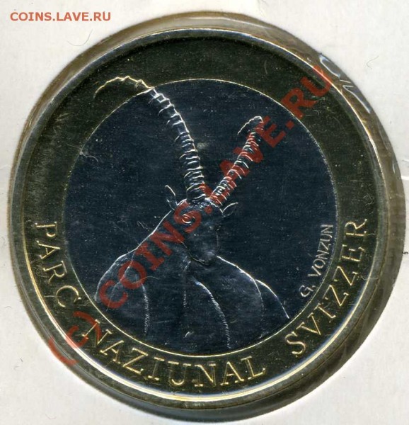 Швейцария 10 франков 2007 г. Би-Метал Состояние UNC - swiss 10fr_av 