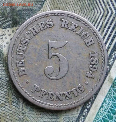 Германия 5 пфеннигов 1894 двор A  до 11.01.2023 - IMG_20230107_224510