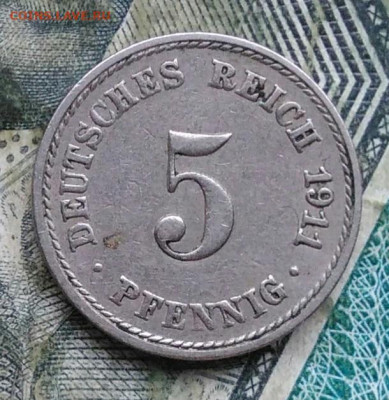 Германия 5 пфеннигов 1911 двор A до 11.01.2023 - IMG_20230107_185741
